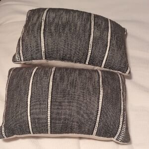 Striped Gray and White Accent Pillows